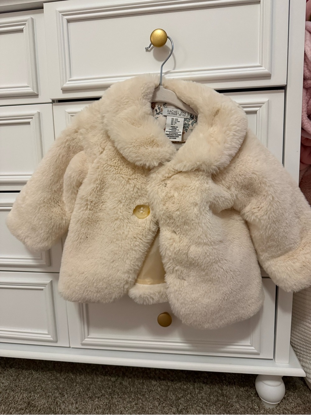 Rachel Zoe Cream Faux-Fur Baby Coat